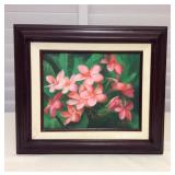 MCT135 Framed Original Painting Of Plumeria Flowers 