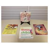MCT148 Manga Art Print On Canvas & 3 How To Draw Manga Art Books