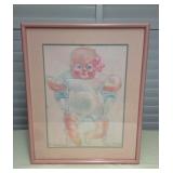 MCT158 Rare Framed Aloha Baby Doll Picture By Pegge Hopper 