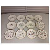 MCT168 Set Of 12 Rosanna “The 12 Days Of Christmas “ Dessert Plates