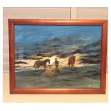 MCT177 Original Koa Framed Kalawao Kalaupapa Molokai Painting