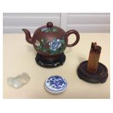 MCT179 Carved Jade, Chinese Clay Teapot & More!
