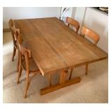 WWS006 Wooden Dining Table & Four Cane Seat Chairs