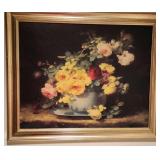 WWS020 - Framed Print "Roses In A Blue Bowl"
