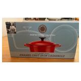 WWS031- Martha Stewart Red Cast Iron Casserole