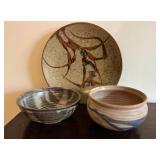WWS033- Glazed Pottery Bowls & Ceramic Plate