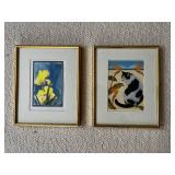 WWS060- (2) Framed Prints (Floral & Cat Prints)