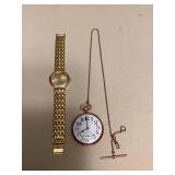 WWS167 Elgin Pocket Watch & Riviera Gold Toned Wrist Watch
