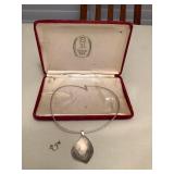 WWS168 Sterling Silver Necklace, Pendant & Single Earring Post