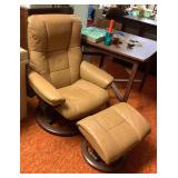 SJP067 Ekornes Brown Leather Reclining Chair & Ottoman