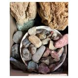 SJP182- Box Of Rocks, Minerals & Large Sea Sponge