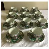 SJP501 Japanese Gold Imari Porcelain Teacups & Saucers