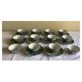 SJP503 Japanese Gold Imari Porcelain Teacups & Saucers 