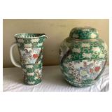 SJP507 Gold Imari Porcelain Ginger Jar & Pitcher
