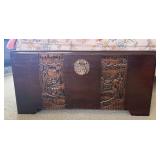 SJP555- Wooden Vintage Oriental Storage Chest