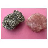 SJP580- Large Rose Quartz & Raw Pyrite Stone