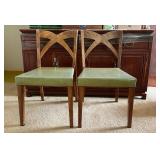 SJP608- (2) Vintage Rustic Wooden Dining Chairs