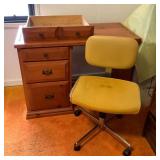 SJP648 Vintage Wooden Desk & Office Chair - As Is