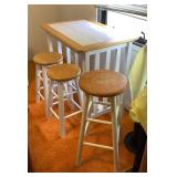 SJP650 Tile Top Wooden Table & Three Bar Stools