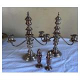 SJP660- Sterling Silver Candle Holder, Salt & Pepper Shakers 