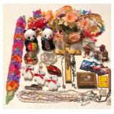 SJP688 - DECORATIVE SMALL PLUSH BEARS, PAPERWEIGHTS, FLORAL LEIS AND MORE