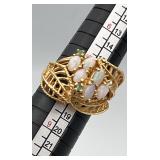 SJP907-14K Gold Opal/Emerald Ring
