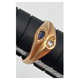 SJP910-14k Gold, Diamond & Sapphire Pinky Ring