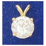 SJP921-2ct Artificial Diamond Solitaire Pendant In 14k Gold