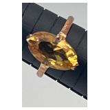 SJP897-14k Gold Oval “Lemon” Quartz Ring