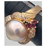SJP899-14k Gold Mabe Pearl Ring