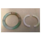SJP804 Two Cracked Chinese Jade Bracelets - As Is