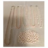 SJP813 Vintage Beaded Necklaces & Rosette Shaped Loose Beads