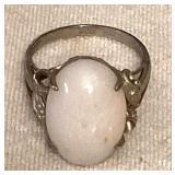 SJP824 14K White Gold Opal Ring Size 8