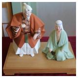 Porcelain Dolls with Wood Base