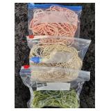 LKF035 Pinks, Whites And Greens Rice Pearls (?), Green Glass Beads