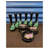 LKF078- Lacquered Ornate Vases & Lidded Bowls