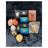 LKF242- Ornate Wooden And Shell Trinket Boxes