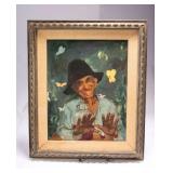LKF308 James Warren Original "Butterfly Hobo" Painting Custom Framed 