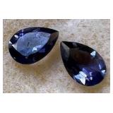 LKF726- (2) Teardrop Blue Topaz Gemstones