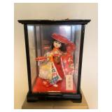 CTD151 Japanese Doll In Glass Case