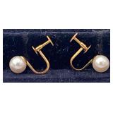 CTD302-18k Gold Pearl Earrings 