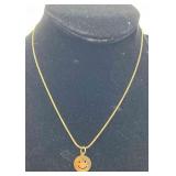 CTD304-14k Gold Chain & Smiley Face Pendant