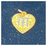 CTD305-14k Gold Heart “M” Pendant