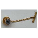 CTD315-14k Gold Tie Tack And Pin With Onyx Stone