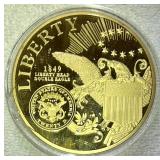 SST365 - 1849 Liberty Head Double Eagle Proof Coin. 24k Gold LAYERED