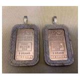 MMS312 Two Fine Silver Ingot Pendants 