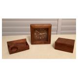 MTH087 Koa Wood Clock, Trinket Box & Business Card Holder