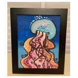 MTH132 Framed Original Painting Of A Jellyfish 