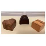 MTH153 Three Handcrafted Wooden Trinket Boxes