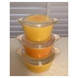 MTH170 Vintage Sunflower Pyrex Casserole Dishes